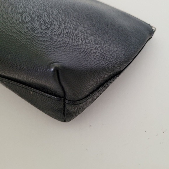 Christian Dior Vintage Leather Black Cosmetic Pouch Bag Zip Around Small Logo - Picture 11 of 12